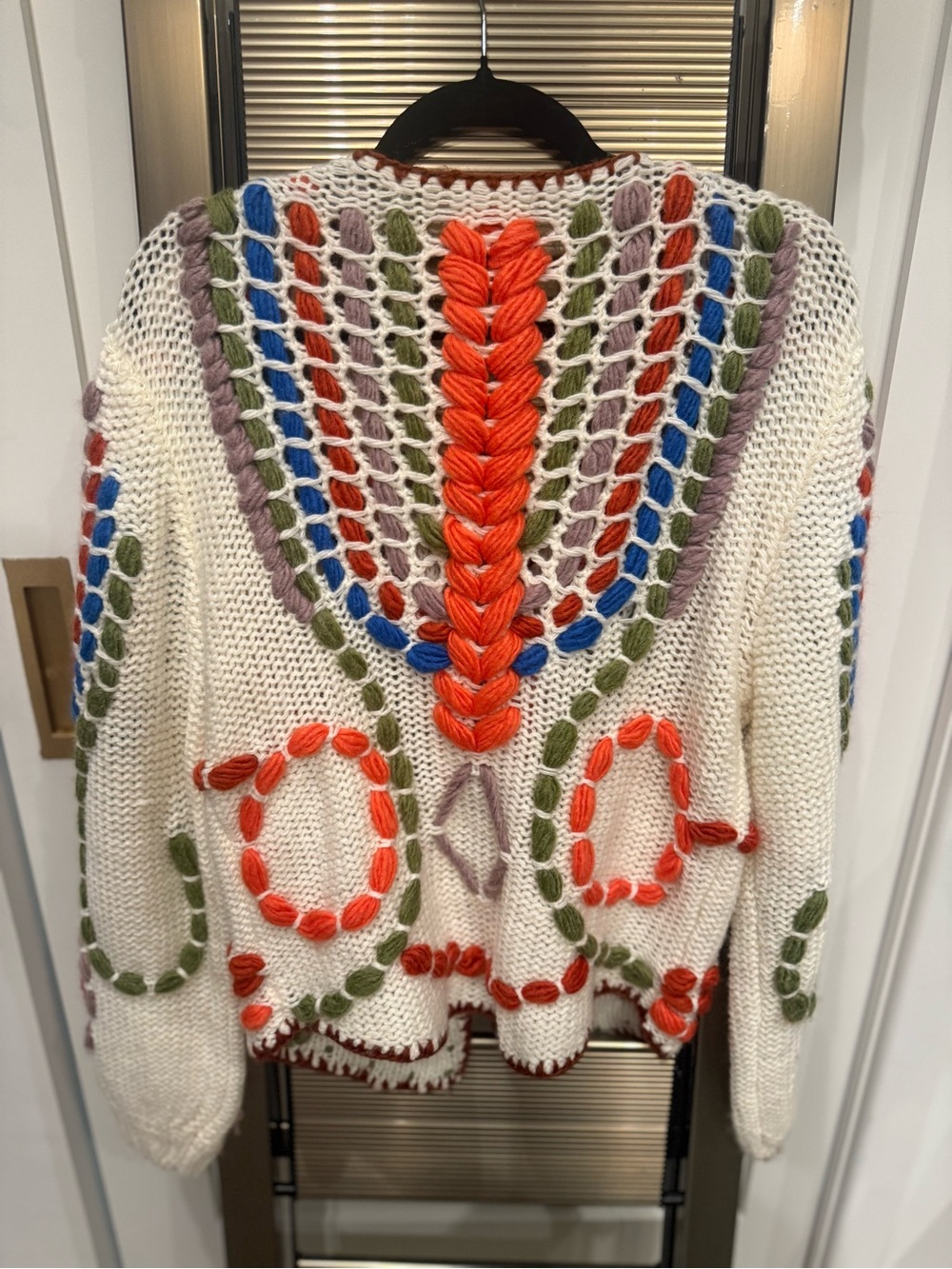 Hunter Bell White Crochet Multicolor Tie-Front Sweater - Picture 4 of 4
